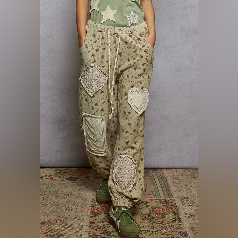 Green Tea Rosette Pull on Pants by POL
